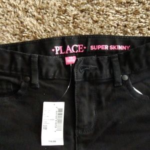 *NWT* Girls black super skinny jeans size 10